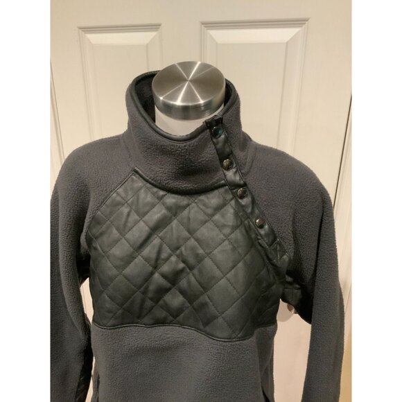 Abercrombie & Fitch Asymmetrical Button Black Fleece W/ Quilted Front, Size M - Picture 2 of 6